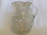 Fenton Carnival Glass frosty white Apple Tree water pitcher- RARE