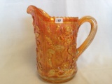 Imperial Carnival Glass marigold Open Rose water pitcher