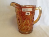 Imperial Carnival Glass marigold Poinsettia milk pitcher