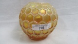 Dugan Carnival Glass Peach opal Honeycomb rosebowl