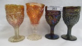 Imperial Carnival Glass 4 wine glasses as shown