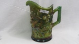 Northwood Carnival Glass green Acorn Burr water pitcher