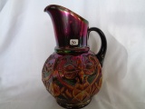 Northwood Carnival Glass purple Wishbone water pitcher- SUPER!