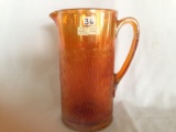 Fenton? Carnival Glass marigold tree bark water pitcher