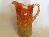 Imperial Carnival Glass marigold Crab Claw water pitcher