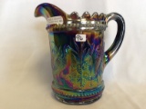 Contemporary Carnival Glass purple Stark & Rushes water pitcher