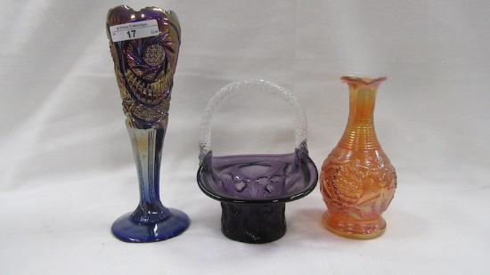 Contemporary Carnival Glass 3 pcs as shown