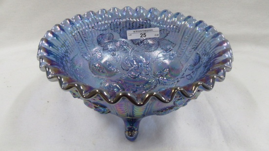 Contemporary Carnival Glass blue Lustre rose CRE bowl