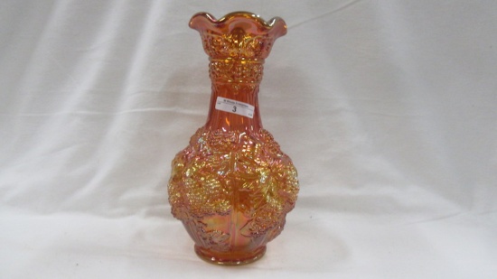 Contemporary Carnival Glass marigold Loganberry vase