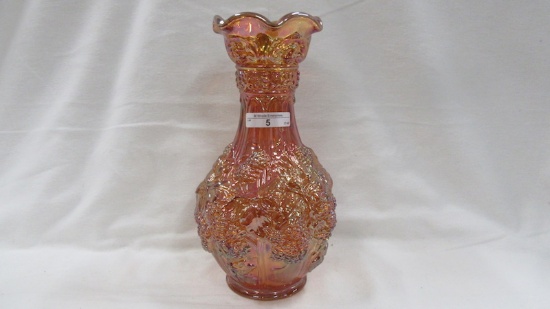 Contemporary Carnival Glass marigold Loganberry vase