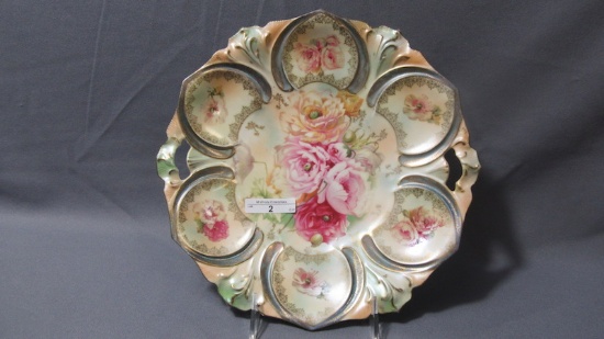 RS Prussia 10" floral cake plate w/ Poppy decor