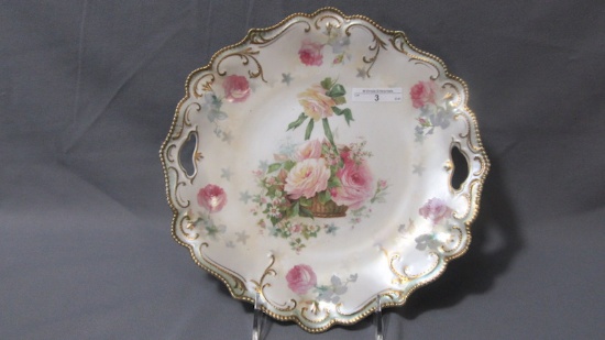 RS Prussia 10" floral cake plate w/ Hanging Basket decor