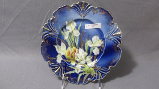 UM RS Prussia 9" cobalt floral plate. NICE!