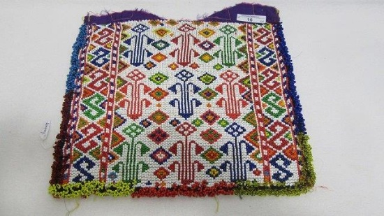 Indian beaded mat approx 12 x10"- CA 1920