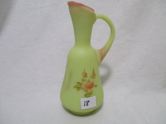 Fenton burmese HP 5" ewer roses