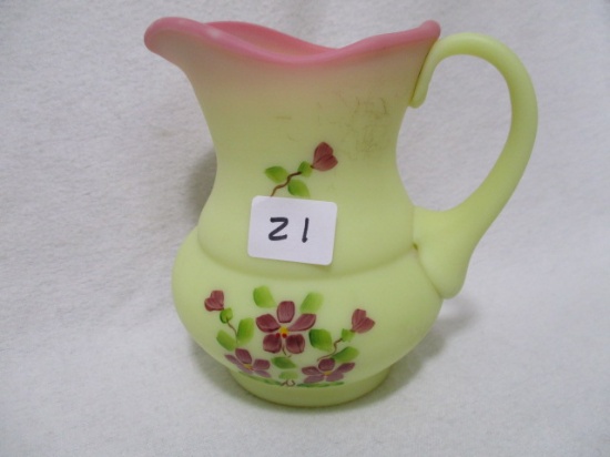 Fenton burmese HP " syrup pitcher violets