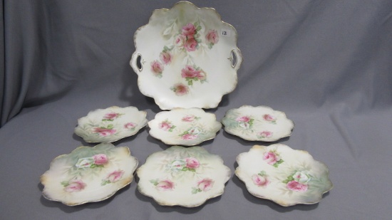 RS Prussia satin floral cake set w/ soft roses