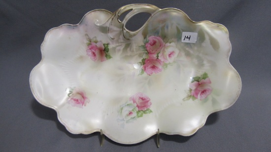 RS Prussia 13" x 9" satin floral tray