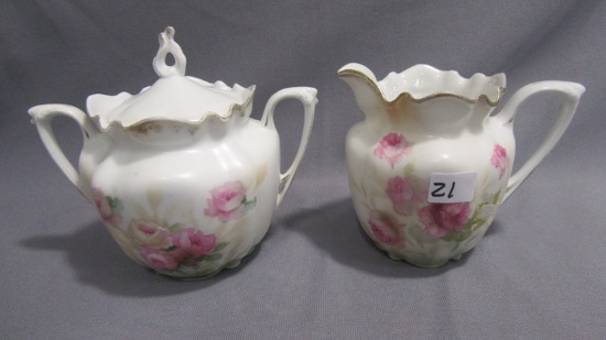 RS Prussia satin cream and sugar set