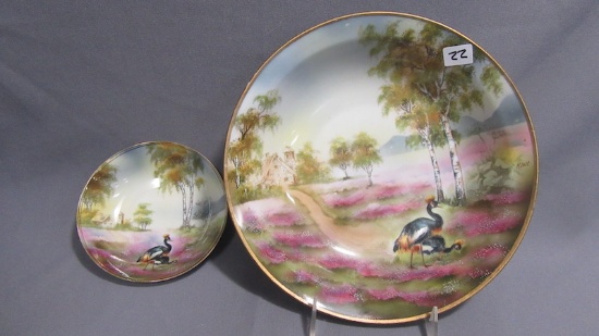 RS Germany 11 & 5" Crowned Crane bowls- RARE