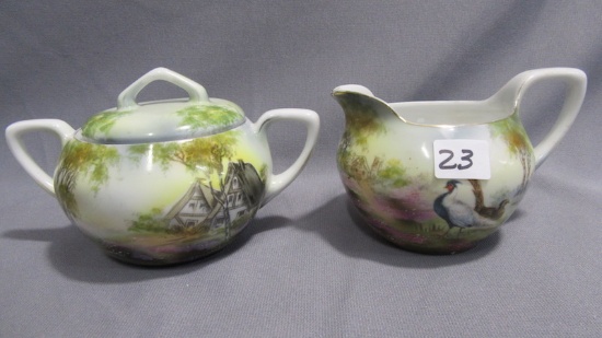 RS Germany scenic creamer and sugar set