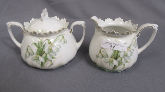 RS Prussia floral creamer/sugar