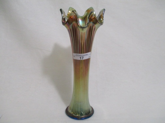 Fenton 9" sapphire Fine Rib vase