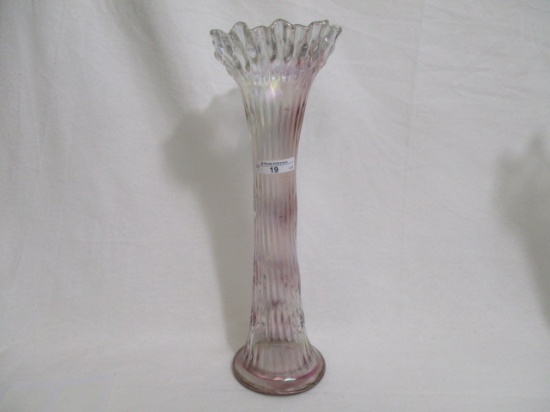 Fenton 15" PINK Rustic swung vase w/CRE. Have never seen this before!!!