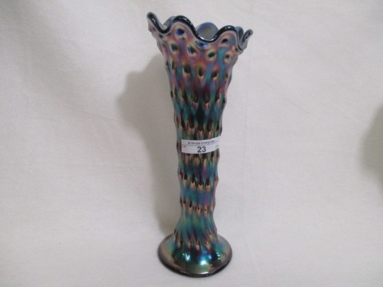 Fenton 10" blue Rustic vase