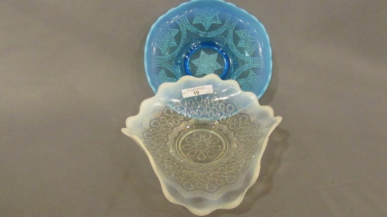 2 pcs. Victorian opal pattern glass as shown Beaded stars and Jefferson Man