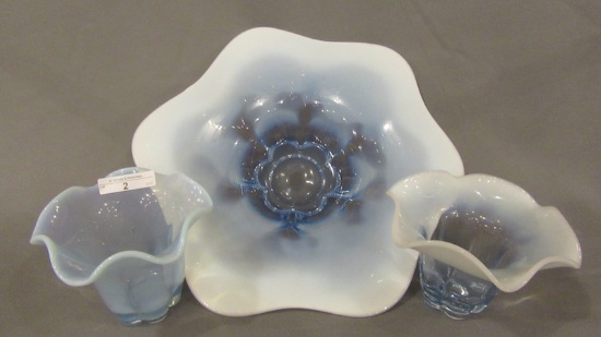 3 pcs Duncan Miller opalescent glass Canterbury