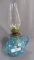 Fenton blue opal coin dot minature lamp- made from syrup base