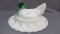 Fenton Milk slag HEn on Deviled egg tray- RARE