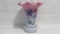 Fenton decorated blue burmese ruffled vase