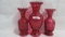 3 Fenton cranberry vases as shown