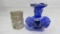 blue miniature epergne and Indian head TP