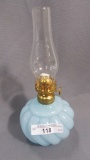 Fenton miniature blue swirl lamp