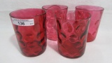 4 cranberry coin spot tumblers