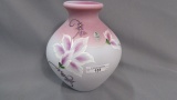 Fenton satin purple decorated round vase
