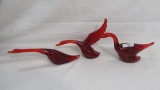 Set of 3 ruby red Geese. Imperial for Heisey