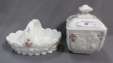 2 Westmoreland decorated- jar & basket