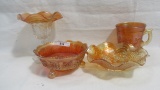 Group lot marigold carnival glass as shown