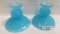 Fenton blue jade hiobnail candleholders RARE