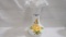 Fenton decorated silvercrest vase w/ yellow rose Attrib L Piper