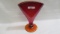 Fenton red stretch fan vase