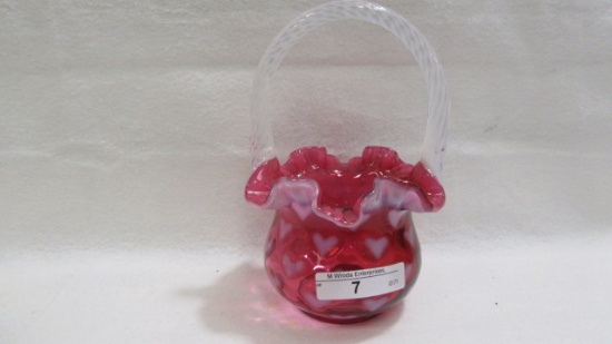 Fenton cranberry opal Heart 6" basket