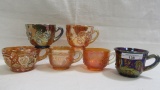 5 Vintage carnival glass punch cups as shown