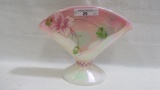 Fenton decorated rosalene fan vase