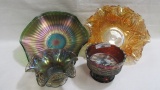 4 pcs vintage carnival glass as showns