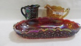 3 pcs contemporary carnival glass as shown